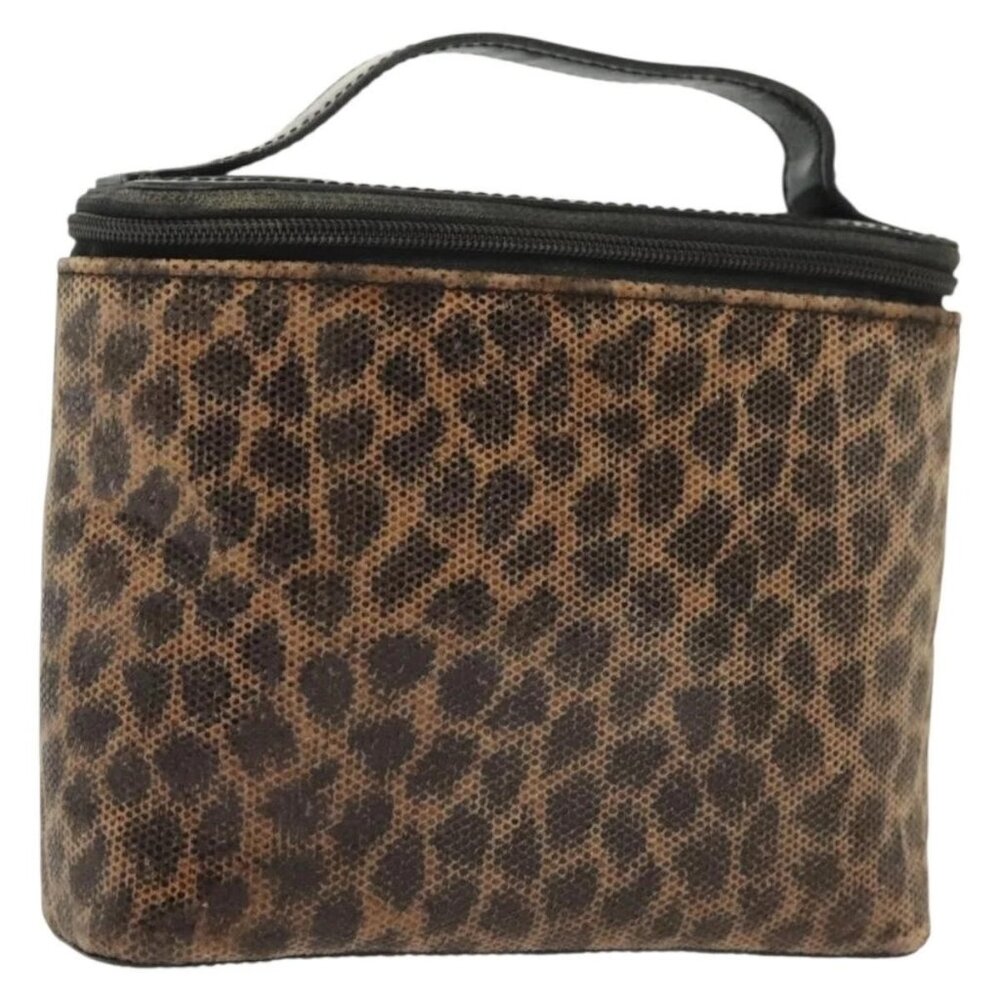 LOEWE Pouch Leather Black Gold Auth ep10276